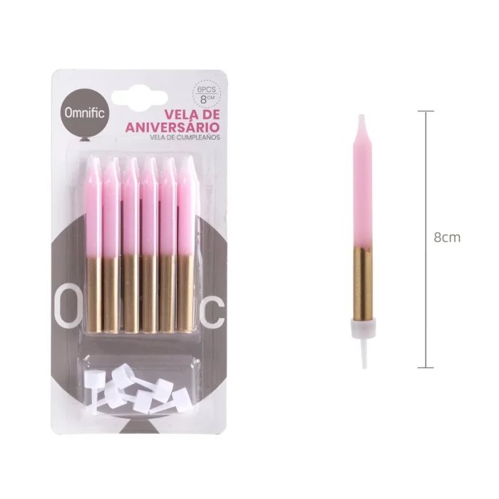 Pacote com 6 velas de aniversário vibrantes e coloridas