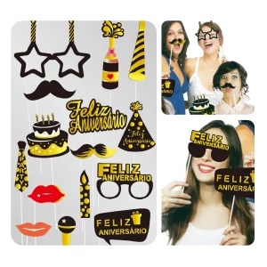 Deixe suas fotos de aniversário mais brilhantes com essas varinhas de papel dourado. Perfeito para usar como adereços de fotografia e adicionar um toque especial às suas lembranças. O pacote contém 15 varinhas