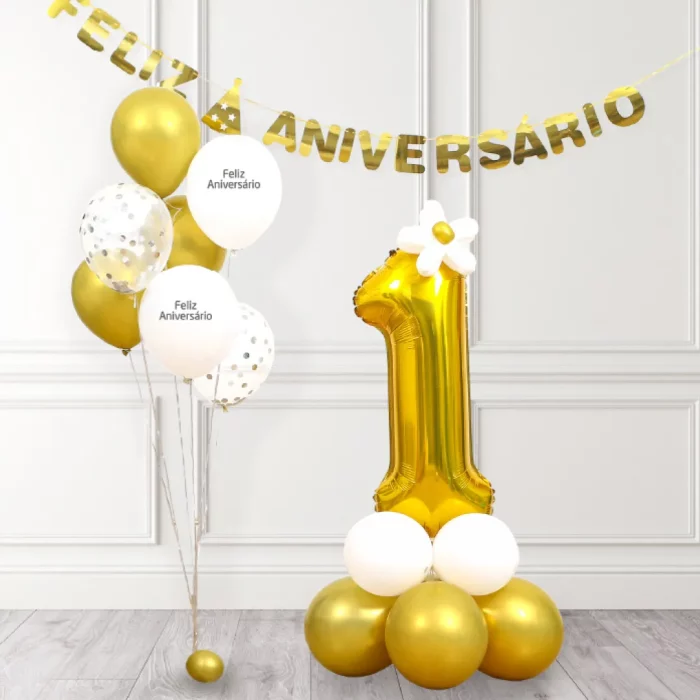 Kit de Festa de Aniversário: Contém 24 balões dourados