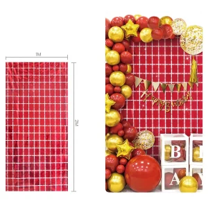 Maravilhosa cortina de lantejoulas quadradas vermelhas para adicionar um toque festivo a qualquer ambiente.Ideal para festas e eventos especiais