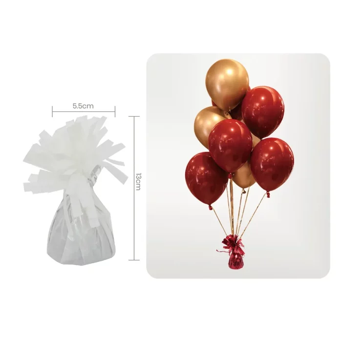 Este pacote contém 1 balão de festa branco com peso