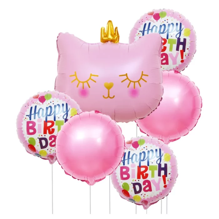 Kit de 6 balões Mylar rosa para aniversário