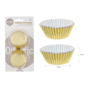 Conjunto de 60 formas de papel alumínio dourado para cupcakes de 11cm