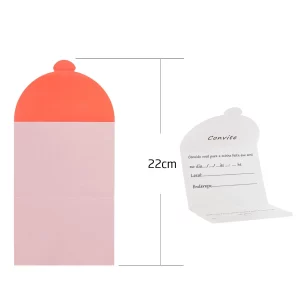 Este pacote contém 6 cartões de convite únicos e elegantes na cor laranja-rosa