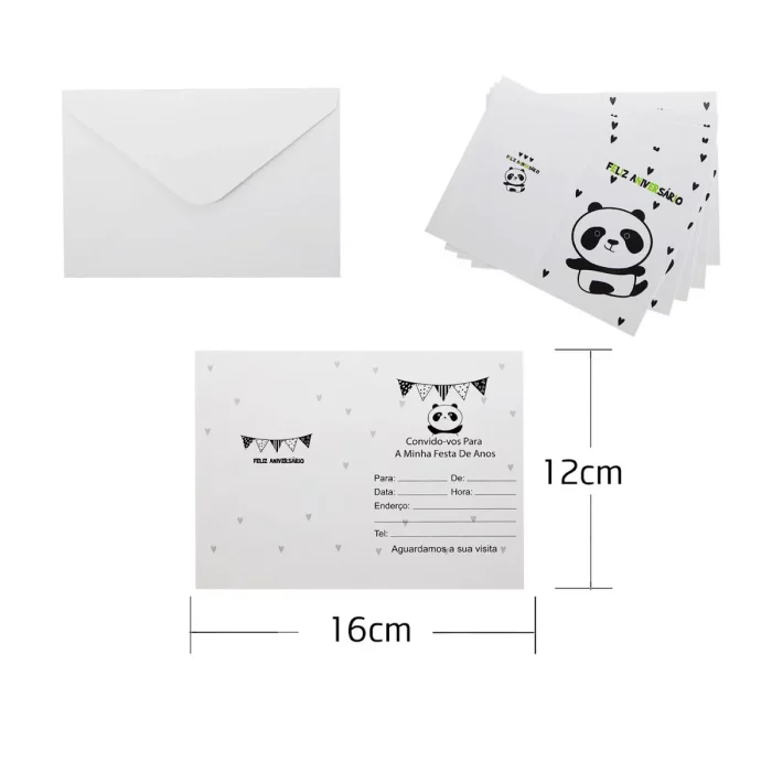 Esses convites de festa com tema de Panda são a adição perfeita para qualquer celebração. Com 6 peças por pacote