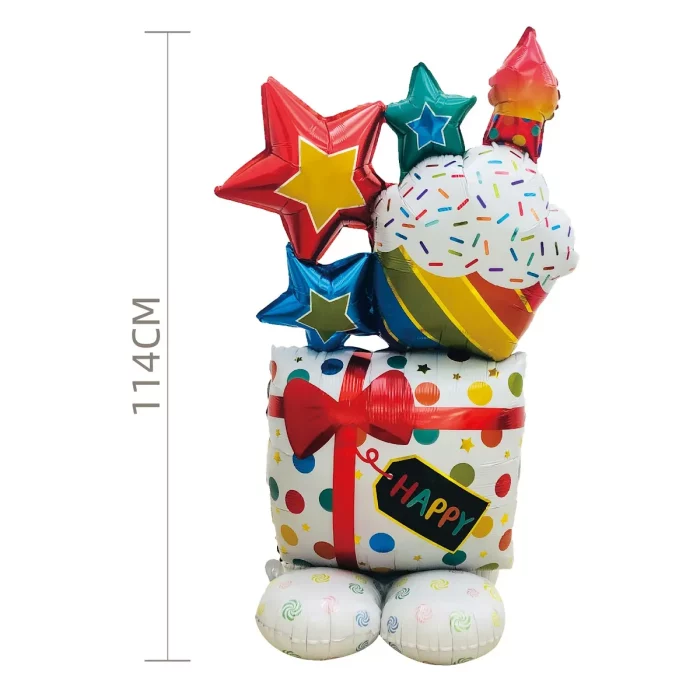 - Balão feito de material de alumínio durável e reutilizável. - Ótimo para comemorações de aniversário. - Padrão de mensagem de Feliz Aniversário. - Medida grande para maior visibilidade (65*114cm).  Balão de alumínio para aniversário. Grandes dimensões 65*114cm com design de Feliz Aniversário.