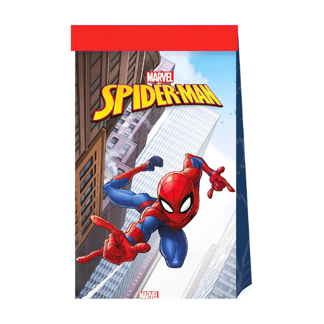 Sacos de Papel Homem-aranha - 4 Unidades Leve para casa estes 4 sacos de papel decorados com o Homem-Aranha