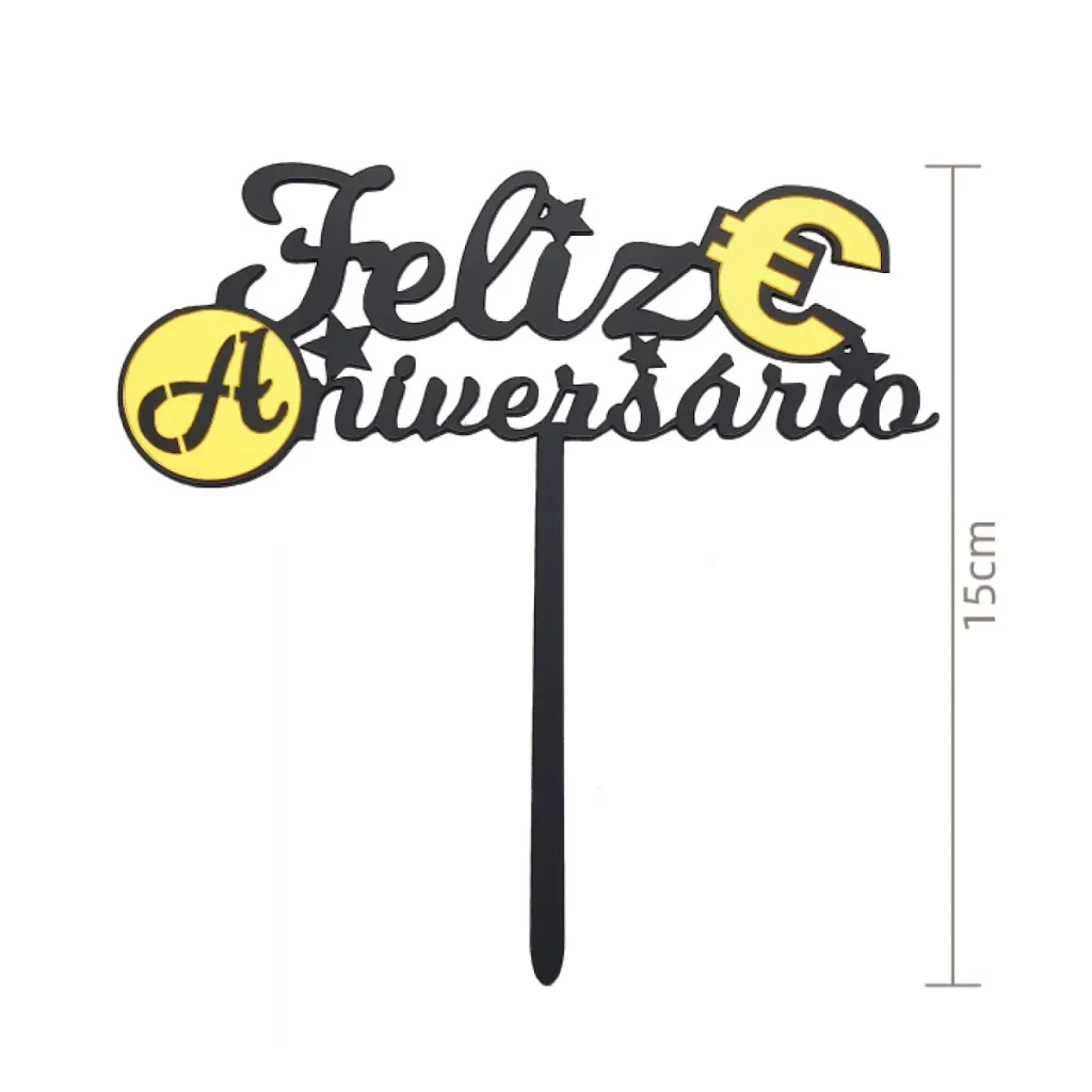 Destaque para sua decoração de festa com nosso topo de bolo preto acrílico