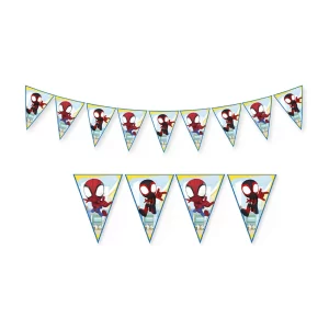 Decore sua festa com a bandeirinha triangular de papel do Homem-Aranha 2.3m