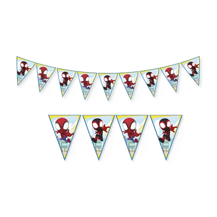 Decore sua festa com a bandeirinha triangular de papel do Homem-Aranha 2.3m