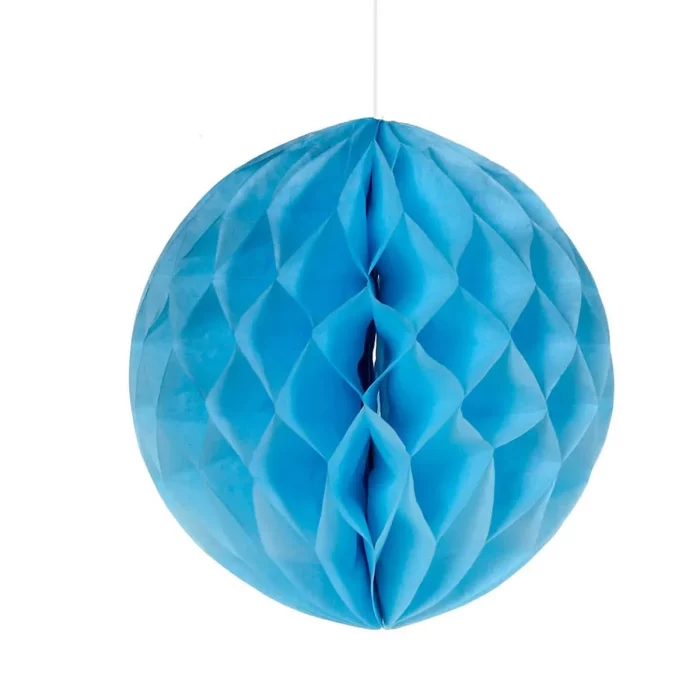 Decoração encantadora: A bola de favo de mel azul é perfeita para todos os tipos de festas e ocasiões especiais.  2. Fácil de montar: Cada pacote inclui apenas uma peça de 12 polegadas