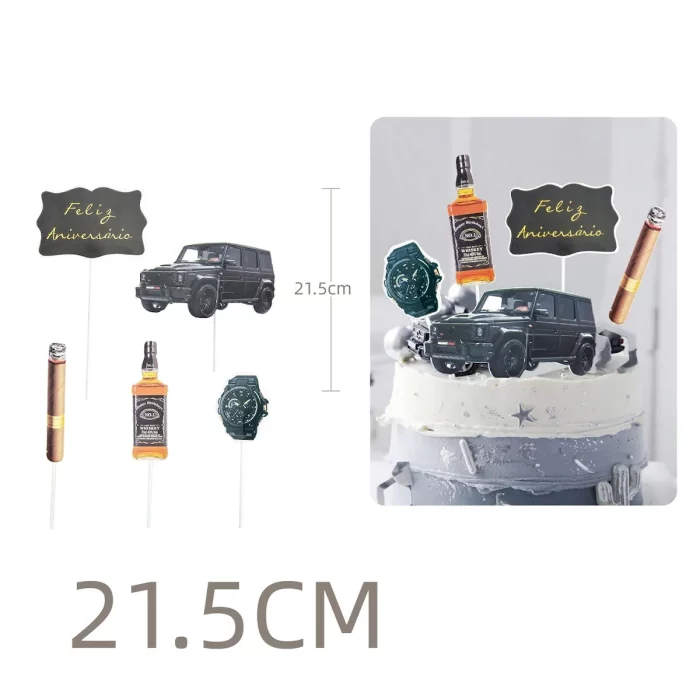 Kit com 5 topos de bolo