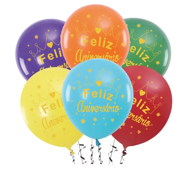 Balões de aniversário de luxo de 12 polegadas perfeitos para qualquer celebração.Pack de 6