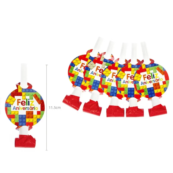 Pacote econômico de 6 cartões coloridos de aniversário com Lego e lingua da Sogra de tamanho 6.0cm.Perfeito para qualquer ocasião de aniversário