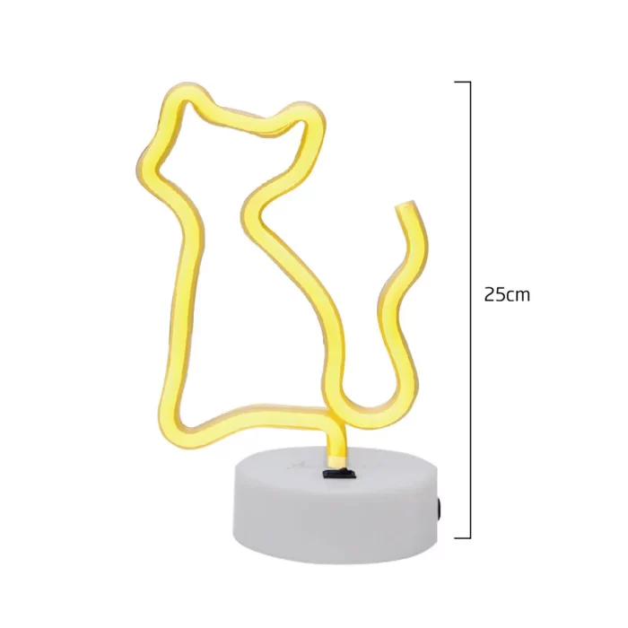 Esta luz neon decorativa em forma de gato adiciona um toque divertido e moderno a qualquer espaço. É perfeita para festas