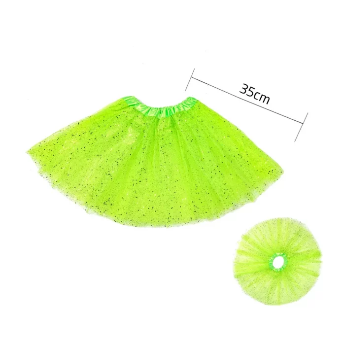 Saia de Tutu 35cm de três camadas com detalhes de glitter dourado