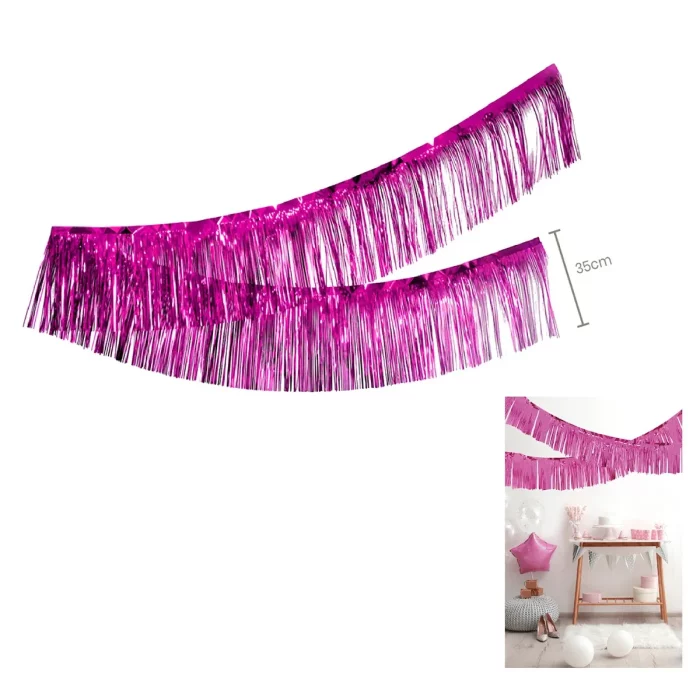 Design deslumbrante: A cortina de 35cm*3m na cor rosa é perfeitamente projetada para decoração de qualquer evento festivo.Multifuncional: Essa cortina pode ser usada como pano de fundo para fotos