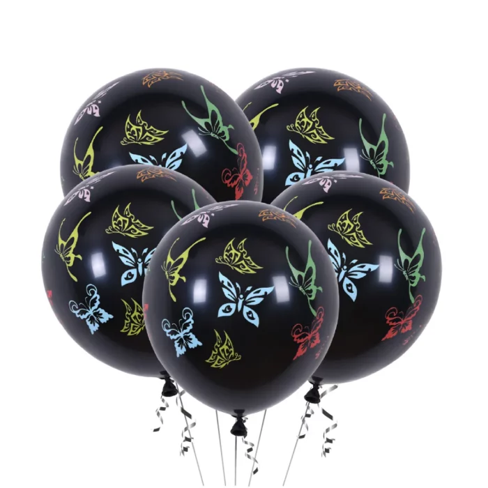 Conjunto de 5 balões de borboleta preto