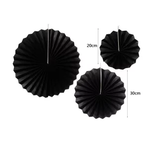 Conjunto de leques de papel preto elegante e chique