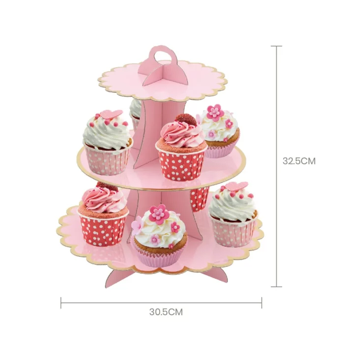 Suporte sofisticado para cupcakes com design de três camadas