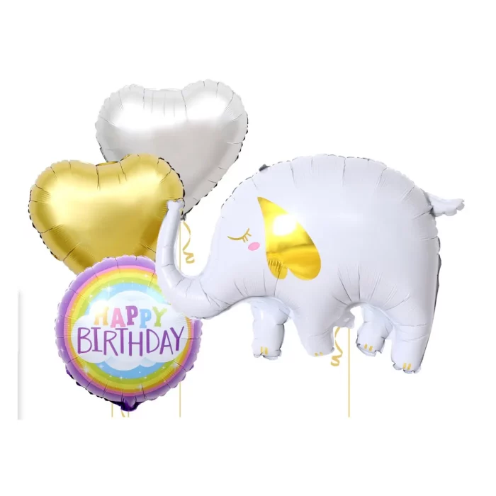 Crie uma atmosfera encantadora em suas festas com este kit de balões de elefante branco em molde de alumínio. Feitos com materiais de alta qualidade
