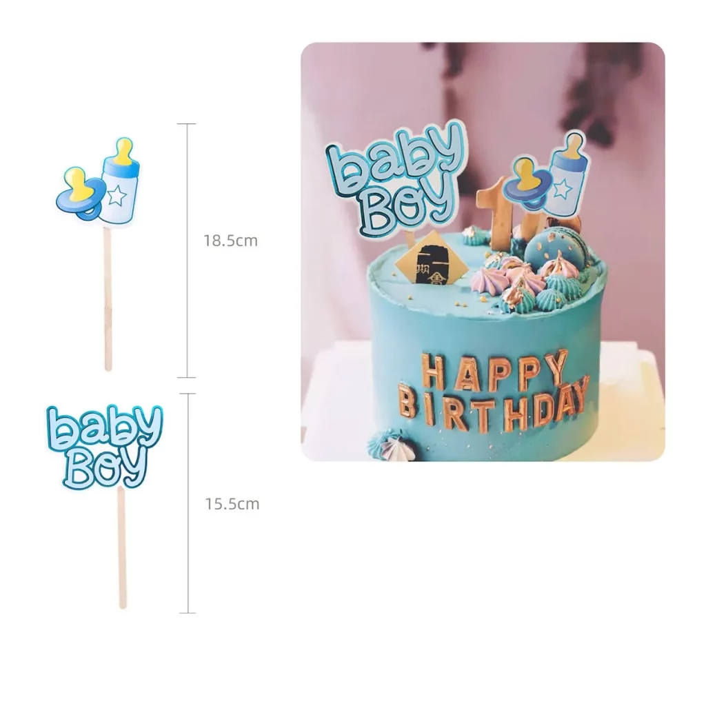 Este topo de bolo de aniversário baby azul é perfeito para adicionar um toque especial à sua celebração. Projetado com cuidado e atenção aos detalhes