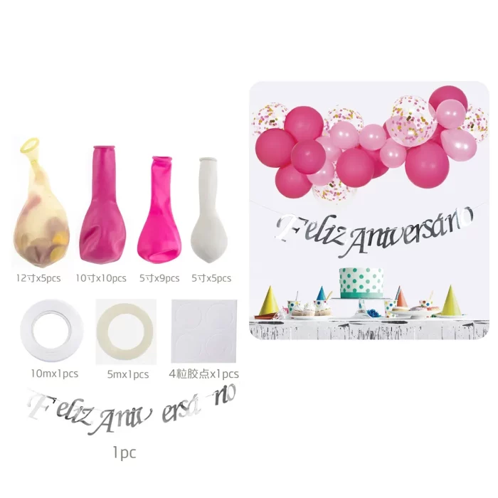 Este kit de guirlanda de balões rosa contém 29 peças
