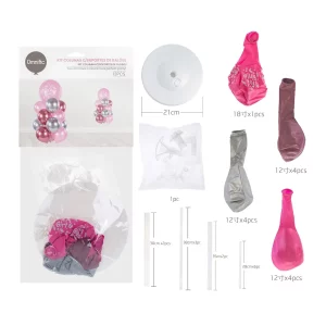 Kit elegante - Um conjunto luxuoso de 13 peças de colunas de balões na cor rosa