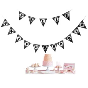 Este produto apresenta uma grinalda de aniversário preta triangular de 3m ideal para decoração de festas.Embalado cuidadosamente para a melhor experiência