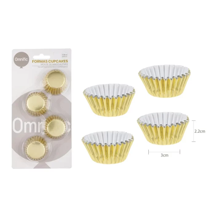Conjunto de 80 formas de cupcake em alumínio dourado