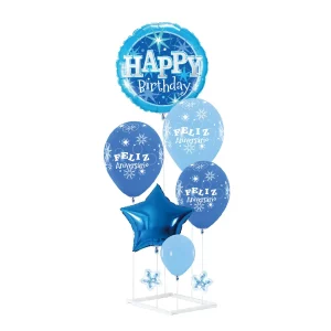 Este kit de balões azuis vem completo com suportes para tornar a decoração da sua festa ainda mais especial.