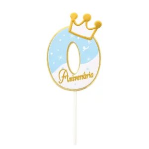 Pacote de dois topos de bolo azuis 2. Decoração de aniversário em formato do número zero