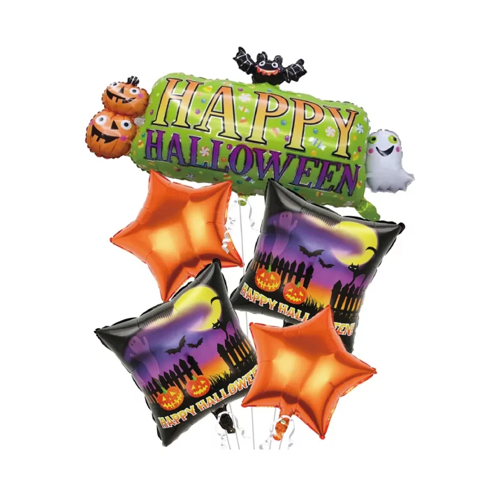 Este kit de balões de Halloween apresenta 5 balões de alumínio de alta qualidade