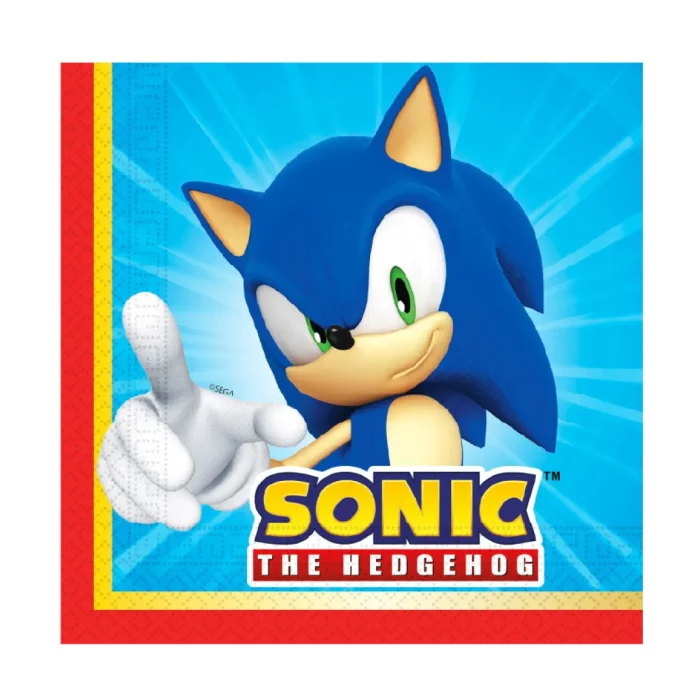 Guardanapos de papel de 33*33cm com estampa do Sonic