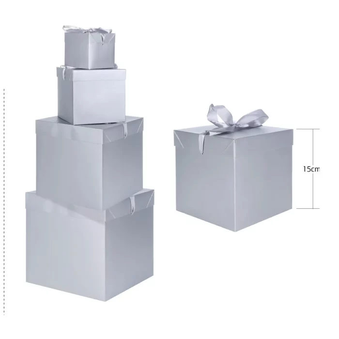 Caixa de presente prateada premium
