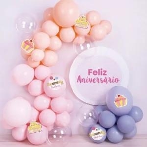 Crie uma decoração encantadora com este kit de balões de alumínio em tons pastel de macaron. Composto por 68 unidades