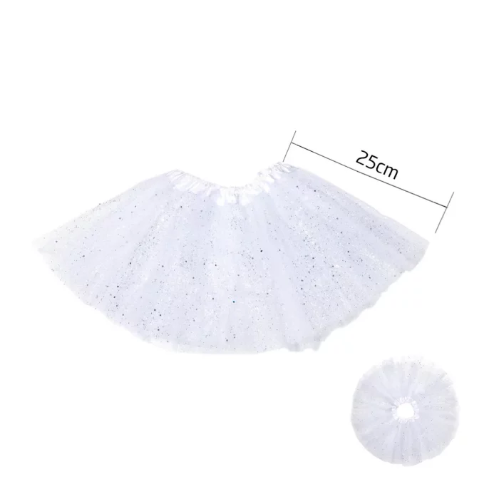 Elegante saia de tutu de três camadas com detalhes dourados