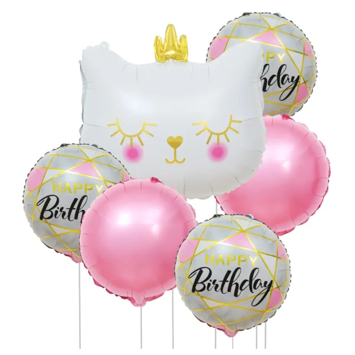 Perfeito para qualquer ocasião: ideal para aniversários graças ao seu divertido desenho de gato coroa.Quantidade múltipla: cada pacote contém 6 balões