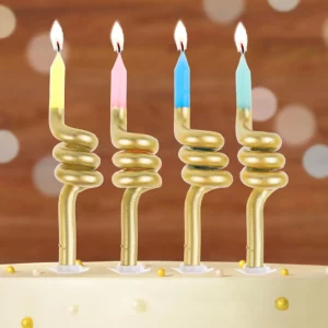Ilumine sua festa de aniversário com a elegante Vela Giratória Dourada.