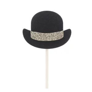 Este pack contém 4 topos de bolo pretos decorados com glitter dourado