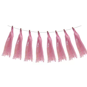 Este pacote contém 5 grinaldas de tassel rosa