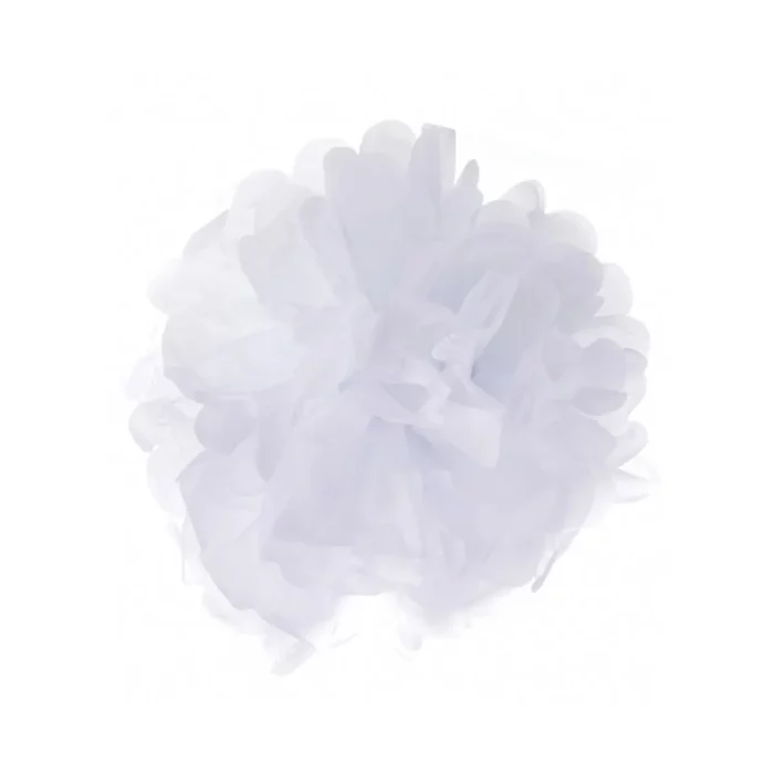 Decoração de aniversário atraente feita de papel de alta qualidade;Pompons de papel branco de 25cm que acrescenta charme a qualquer festa;Disponível em pacotes de uma unidade