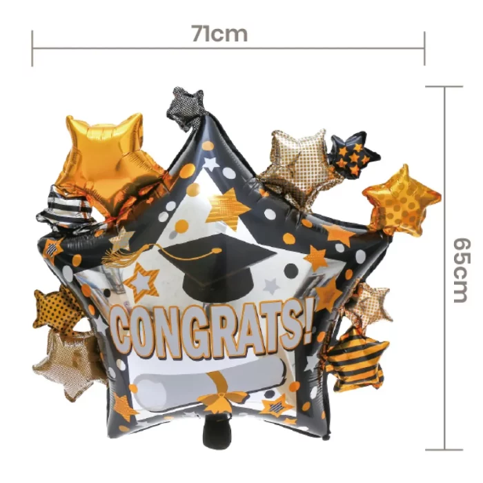 Balão Mylar premium de 65*71cm perfeito para festejar a formatura.Embalado individualmente para garantir a máxima qualidade e durabilidade.Ideal para qualquer tipo de celebração de graduação