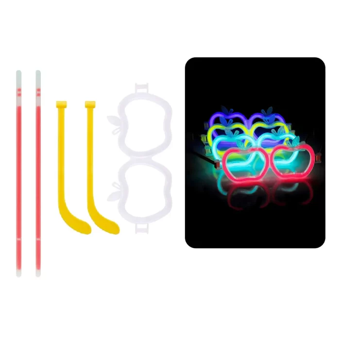 Proteja seus olhos com estilo usando os Óculos de Maçã Fluorescente. Com lentes luminosas e design moderno