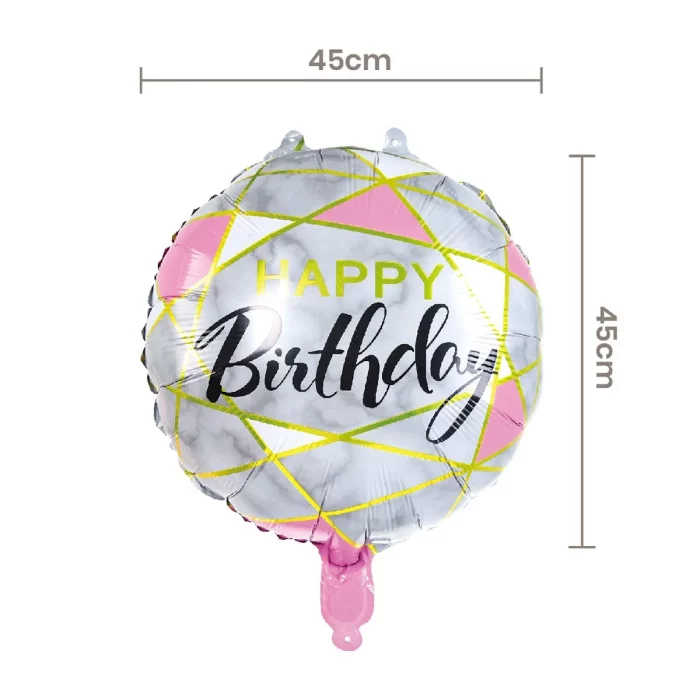 Perfeito para celebrações de aniversário;Balão Mylar em forma de círculo com 45cm de diâmetro;Vem em cores vibrantes para animar qualquer festa;Compacto com apenas 18 polegadas de tamanho;Marked individualmente para facilitar a venda Este é um balão Mylar colorido de 18 polegadas