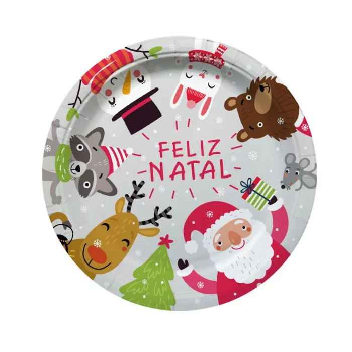 Deixe sua mesa de Natal mais festiva com esses pratos de papel de alta qualidade. Cada conjunto contém 6 pratos de 9 polegadas