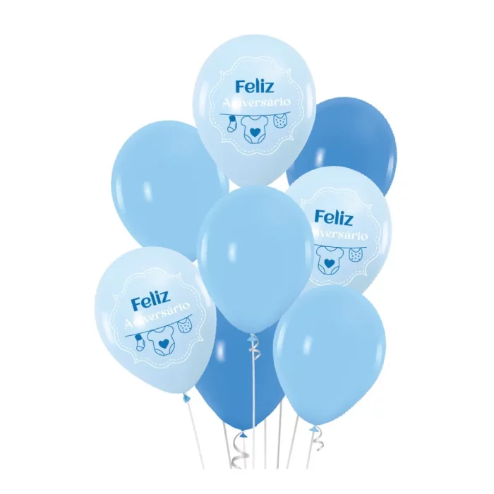 Complete sua decoração com esse kit de balões em formato de menino na cor azul. O pacote vem com 8 unidades para encher sua festa de alegria.