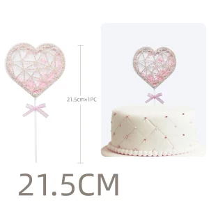 Topo de bolo de PVC com design de coração