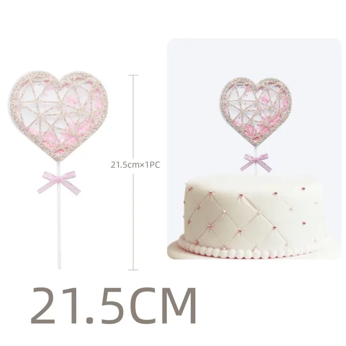 Topo de bolo de PVC com design de coração