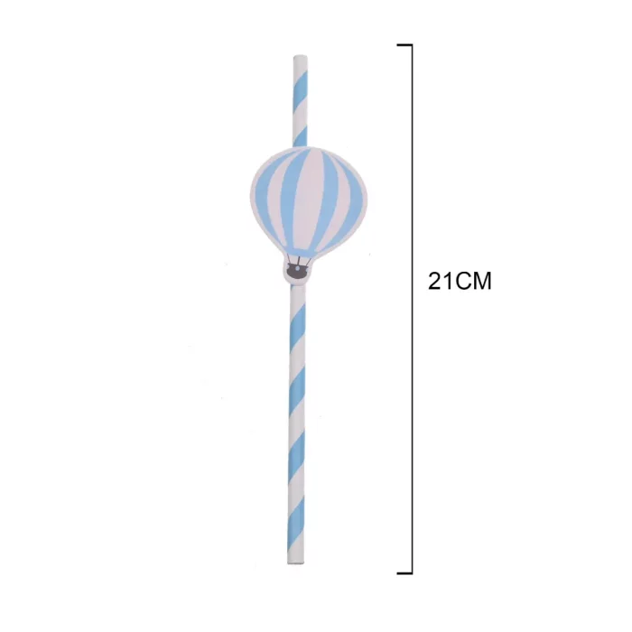 Conjunto de 6 palhinhas decorativas em azul vívido;Apresenta um charmoso padrão de balão de ar quente amplamente apreciado;Excelente para dar um toque temático e colorido a qualquer festa. Pack de 6 palhinha decorativa azul com padrão de balão de ar quente para festas.